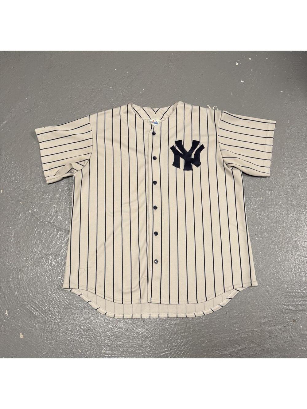 Vintage 90s MiUSA Majestic Athletic Gray And Blue Pinstripe NY Yankees Jersey